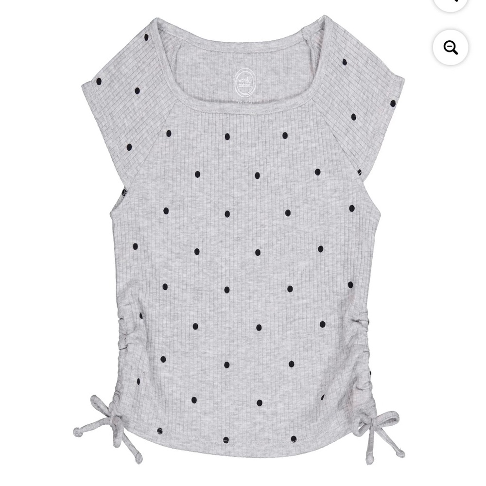 Wonder Nation Gray Top with Black Polka Dots